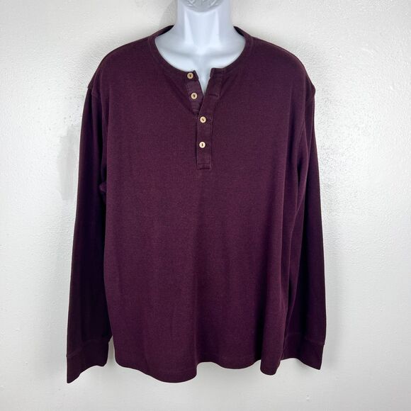 Goodfellow & Co Long Sleeve Shirt Men 2XL Burgundy Henley Knit Pullover - Picture 12 of 12